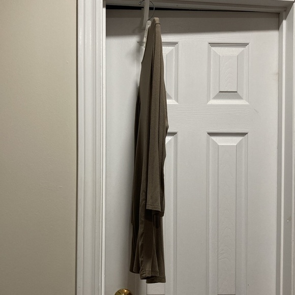 AVA Olive Green 3/4 Sleeve Embellished Top W/Brass/Copper/Smokey Beads - Sz M - Picture 4 of 11